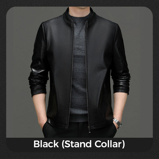 Klassische PU-Lederjacke für Herren mit Frontreißverschluss 🔥Business Casual Easy Match