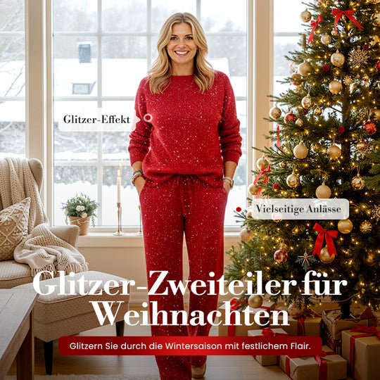 ⌛ Nur noch 3 Tage – 50 % auf alles! ⏰Damen-Glitzer-Zweiteiler: Pullover &amp; Hose