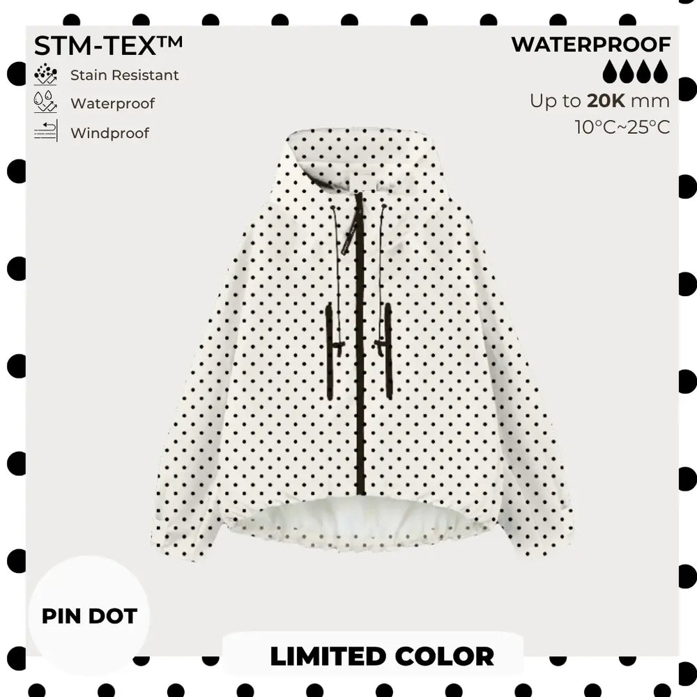 🧥Wide-Brim Hood💧Short Oversized Rain Jacket With Bubble Hem,Adjustable Cuffs