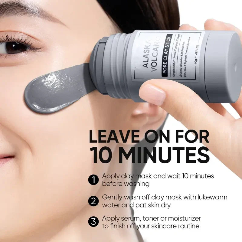 Alaska Vulkan-Ton-Stick – Gesichtsmaske zur Mitesserentfernung, Tiefenreinigung der Poren &amp; sanftes Peeling