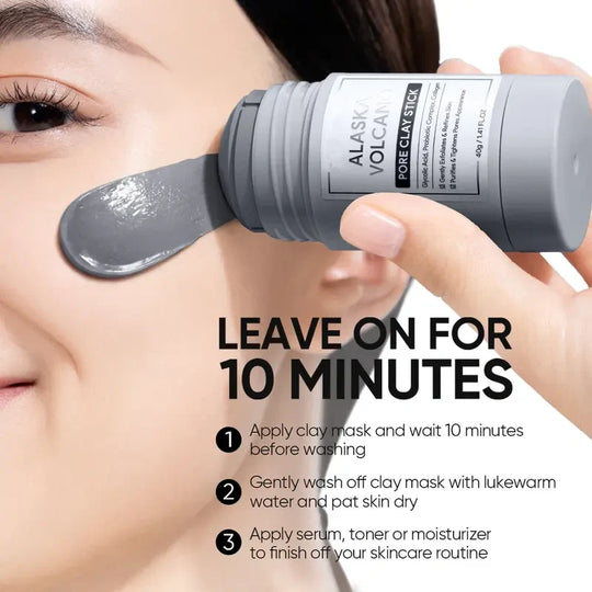 Alaska Vulkan-Ton-Stick – Gesichtsmaske zur Mitesserentfernung, Tiefenreinigung der Poren &amp; sanftes Peeling