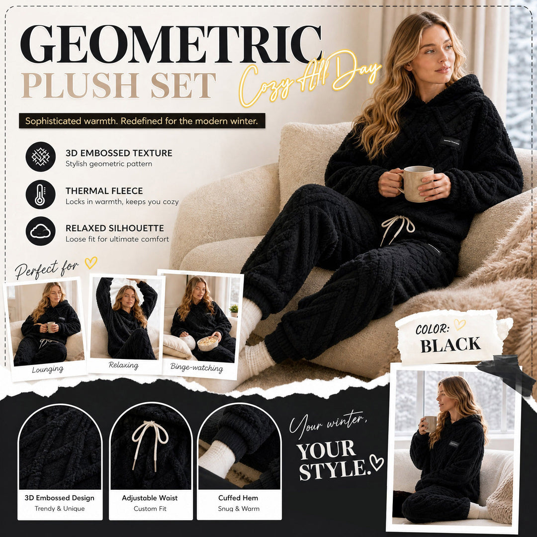 🍂 Embossed Geometric Plush Set – Timeless Comfort &amp; Effortless Style For Every Occasion