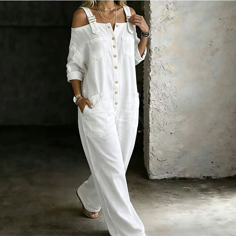 ⏳🔥LIMITED-TIME 50% OFF! 👗 Loose Fit Wide-Leg Overall Jumpsuit with Pockets – Effortless Comfort &amp; Style ✨
