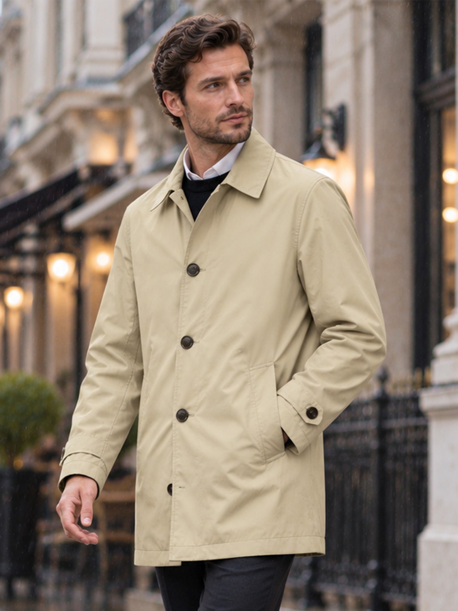 Men's Waterproof Mid-Length Trench Coat