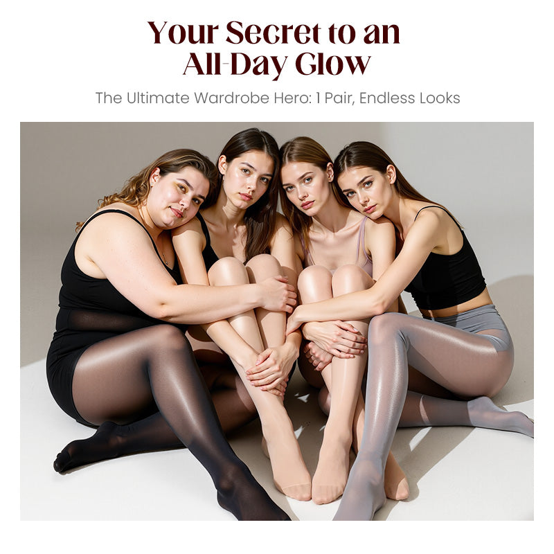 🏆 BUY 1 GET 1 FREE! 🔥 Transparent High-Waisted Shiny Sheer Tights for Women - Sheer &amp; Comfortable 👑✨