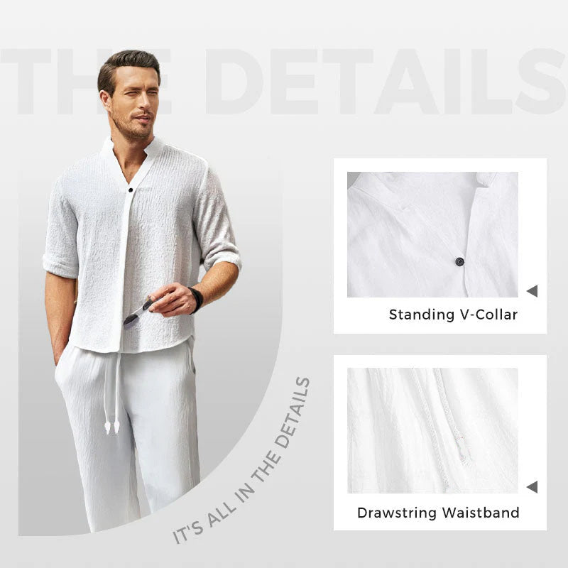 👕 Lässige Eleganz – Zweiteiliger Anzug aus Baumwolle für Herren – 50 % günstiger! 💧👖