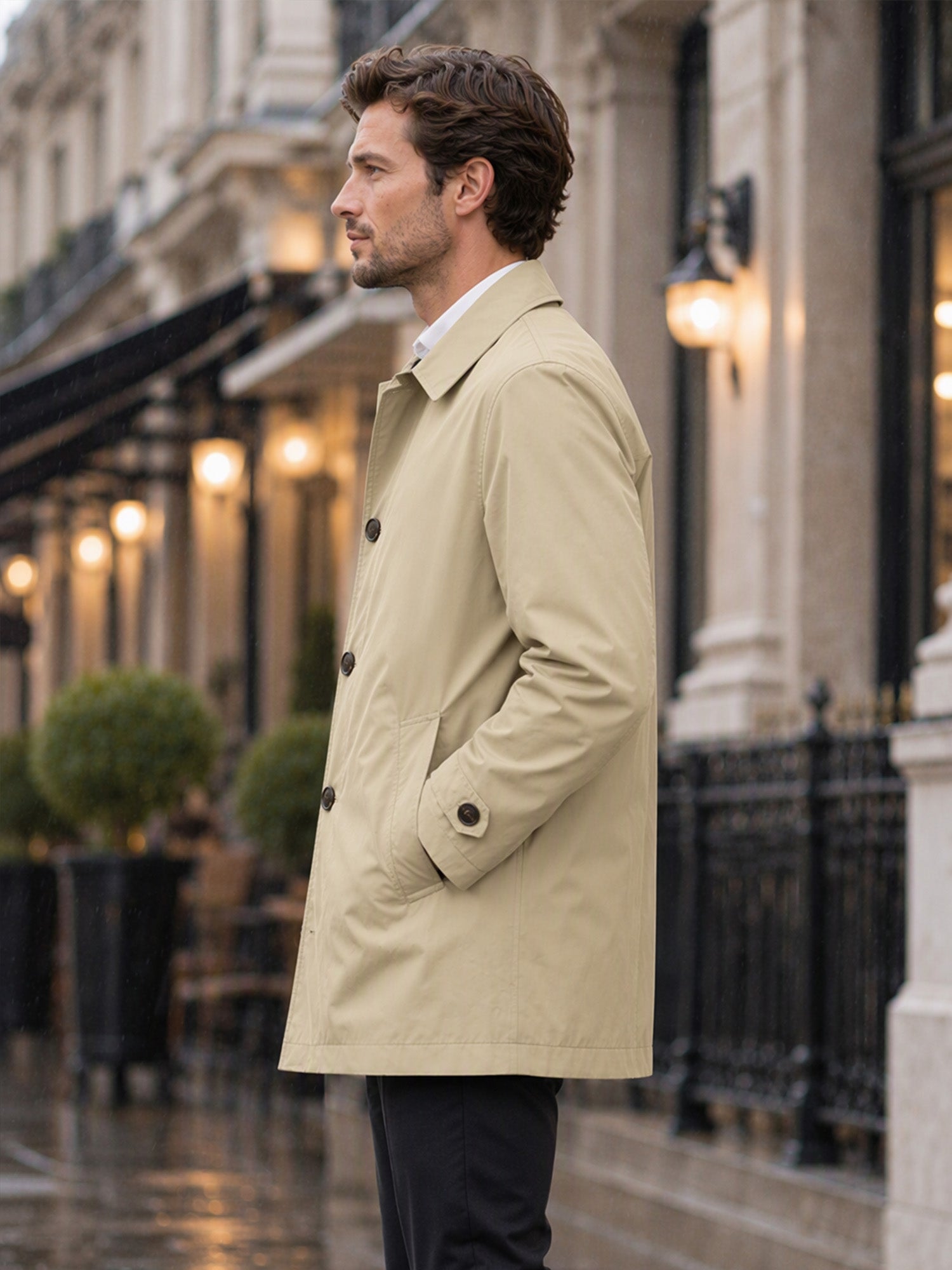 Men's Waterproof Mid-Length Trench Coat