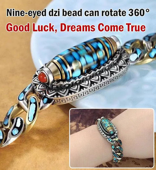 🔥 Tibetische 9-Augen-Dzi-Perlen Armkette｜Glücksbringer &amp; Trend-Accessoire in Deutschland · Mit heiligem Mantra-Schutz