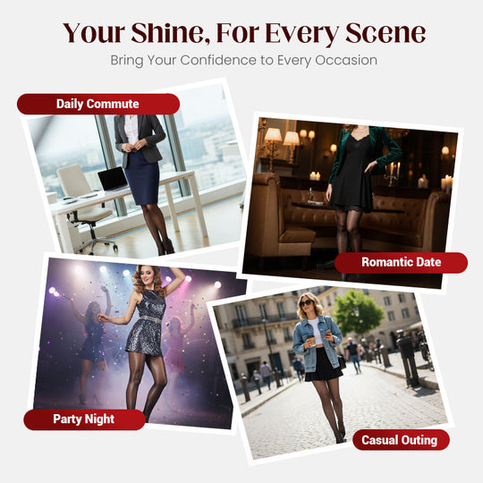 🏆 BUY 1 GET 1 FREE! 🔥 Transparent High-Waisted Shiny Sheer Tights for Women - Sheer &amp; Comfortable 👑✨