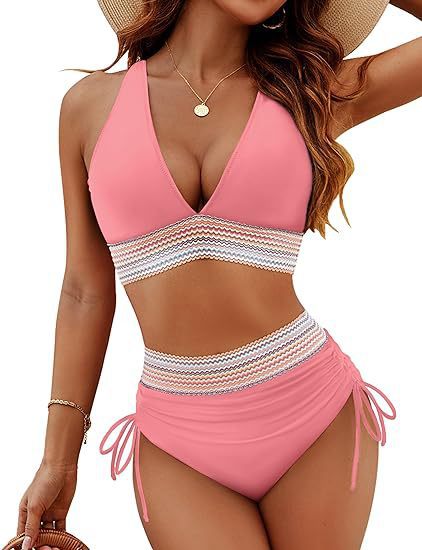 🔥2026 Neuer Typ 49% Rabatt💥Hoch taillierte Bikini-Sets mit Bauchkontrolle und Farbblock-Design👙