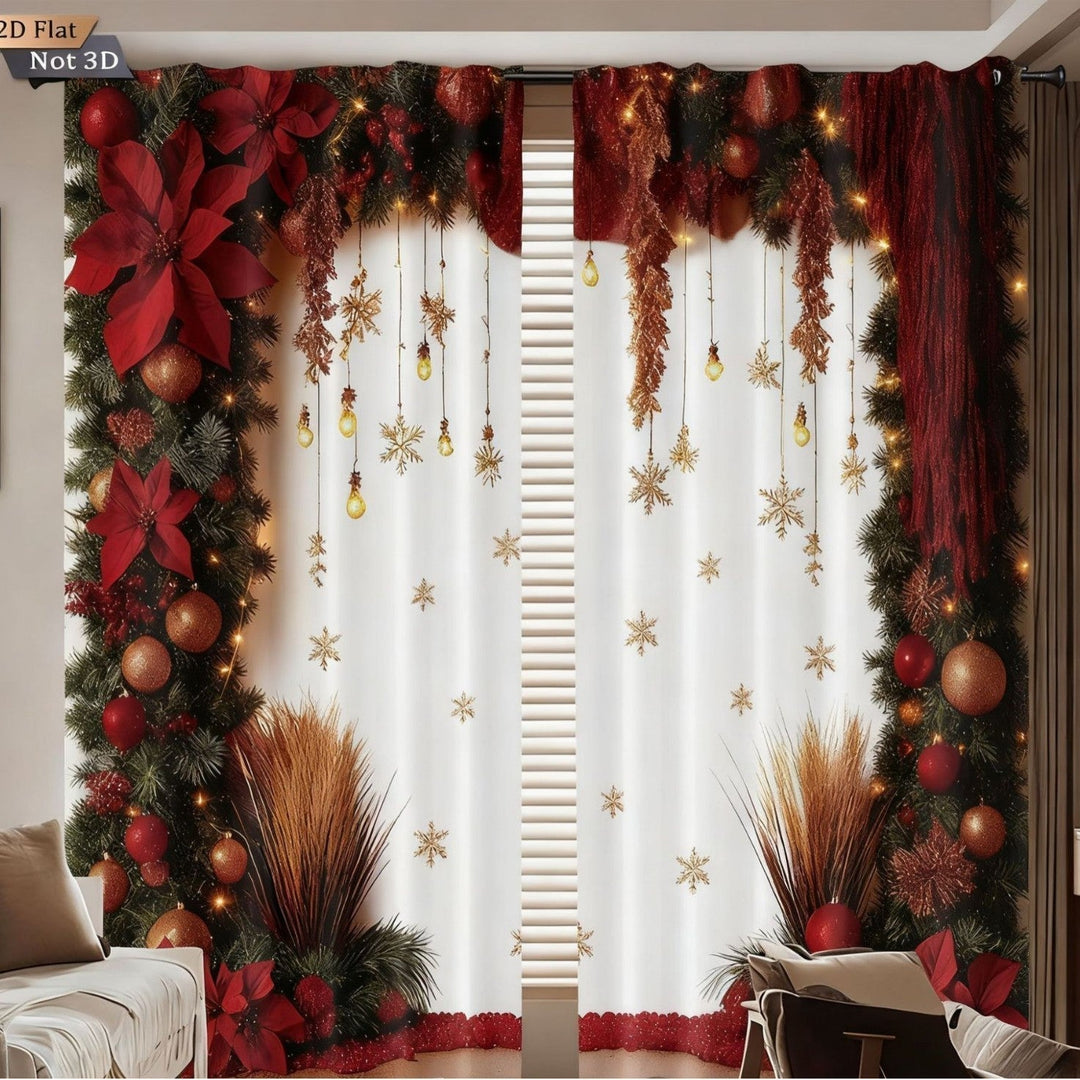 🎄Weihnachtsvorhänge 2-teilig für die Fensterdekoration