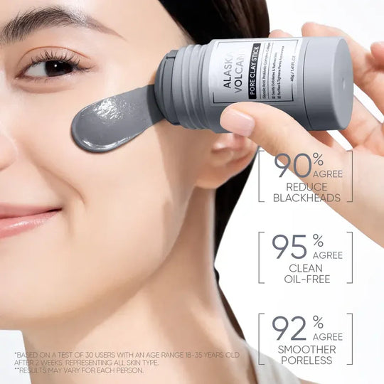 Alaska Vulkan-Ton-Stick – Gesichtsmaske zur Mitesserentfernung, Tiefenreinigung der Poren &amp; sanftes Peeling