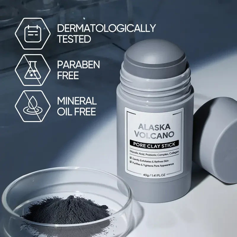 Alaska Vulkan-Ton-Stick – Gesichtsmaske zur Mitesserentfernung, Tiefenreinigung der Poren &amp; sanftes Peeling