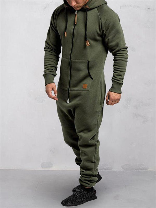 Kapuzen-Fleece-Einteiler in Uni-Farbe – Warm und gemütlich für Winter &amp; Zuhause