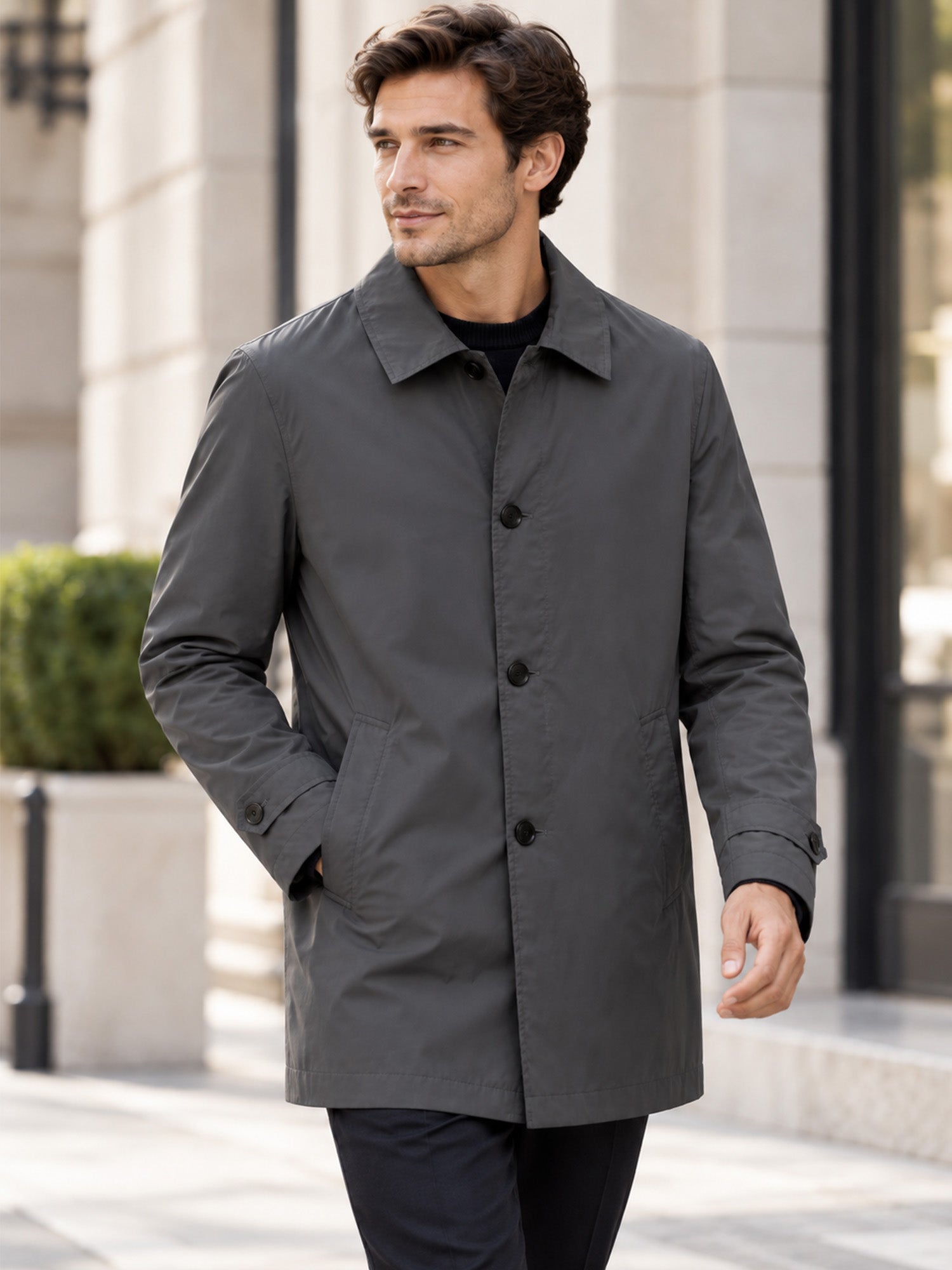 Men's Waterproof Mid-Length Trench Coat