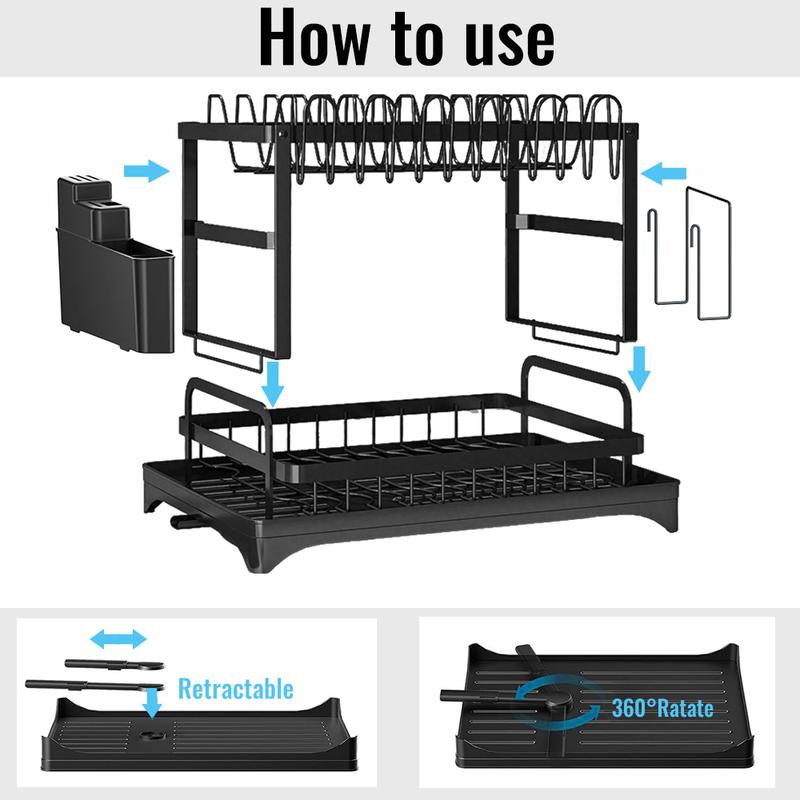 📢📢Letzte Chance: 50% Rabatt  !!!⏰ 2-stufiges Geschirr-Abtropfregal – Mit Ablaufschale, Platzsparend & Ideal für Familienküchen