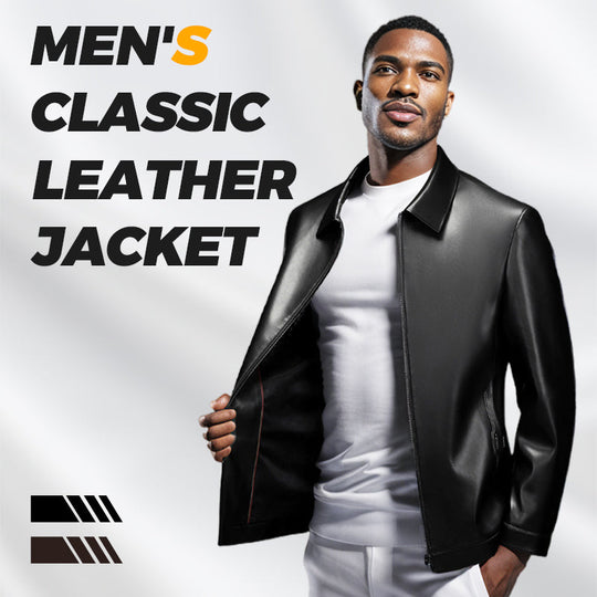 Klassische PU-Lederjacke für Herren mit Frontreißverschluss 🔥Business Casual Easy Match