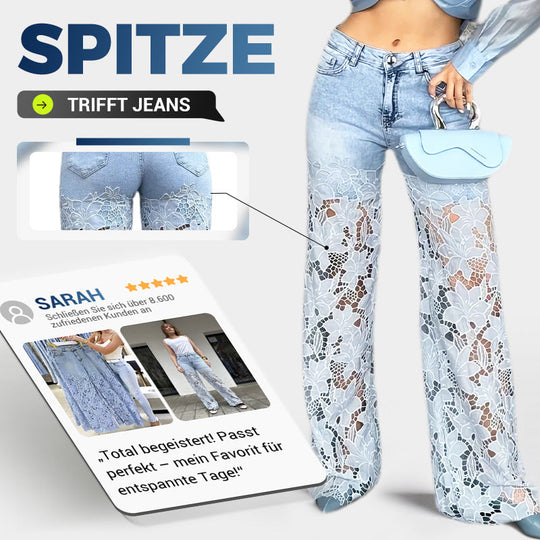👖🌸 Gespleißte Spitzen-Jeans: Nachhaltiger Komfort &amp; eleganter Style für den Sommer! 👗💃 50% Rabatt – Jetzt zugreifen!
