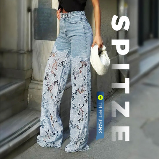 👖🌸 Gespleißte Spitzen-Jeans: Nachhaltiger Komfort &amp; eleganter Style für den Sommer! 👗💃 50% Rabatt – Jetzt zugreifen!