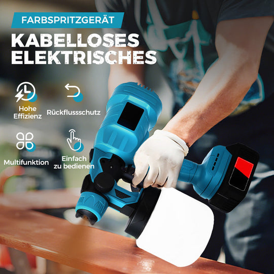Trådløs elektrisk sprøytepistol ⚡ 800 ml/minutt for kontinuerlig sprøyting 💪 Oppladbar, trådløs, sprayer fra alle vinkler uten lekkasjer. Ideell for møbler, gjerder og vegger. 🏠