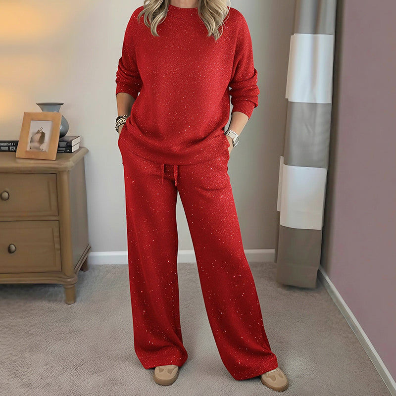 ⌛ Nur noch 3 Tage – 50 % auf alles! ⏰Damen-Glitzer-Zweiteiler: Pullover &amp; Hose