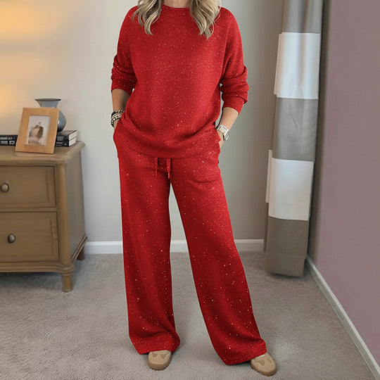 ⌛ Nur noch 3 Tage – 50 % auf alles! ⏰Damen-Glitzer-Zweiteiler: Pullover &amp; Hose