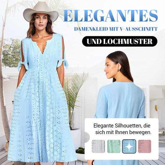 ⏰Last Day Sale 50% Rabatt💃💐Elegantes Kleid mit V-Ausschnitt und Hohlkehle für Frauen