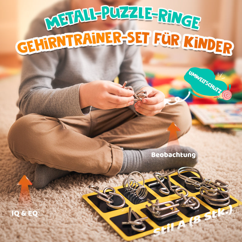 Metall Puzzle Ring achtteilig blaue Version Denksportaufgaben