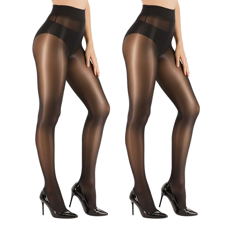 🏆 BUY 1 GET 1 FREE! 🔥 Transparent High-Waisted Shiny Sheer Tights for Women - Sheer &amp; Comfortable 👑✨