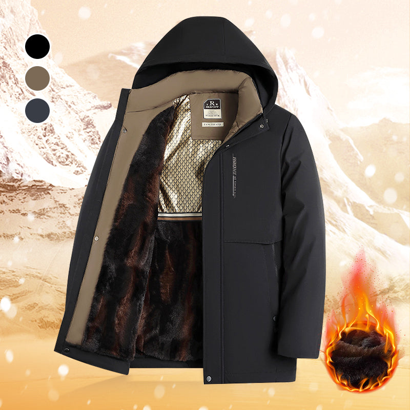 🧥 69% RABATT JETZT! ✨ Herren Wintermantel mit Abnehmbarer Kapuze - Hochleistungs-Daunenisolierung &amp; Wasserdichtes Design für Arktische Temperaturen ❄️🛡️