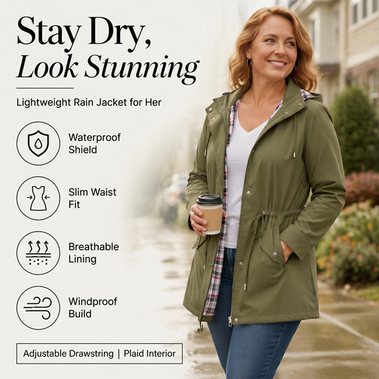 ⏳LAST DAY SALE 60% OFF !!📢🌧️💧Ultimate Plaid Waterproof Jacket for Women🍃Unleash Style and Durability in Any Storm!