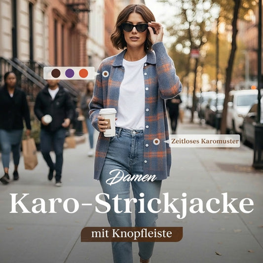 ✨️LETZTER TAG - 60% RABATT✨️ Karierte Damen-Strickjacke mit Knopfleiste