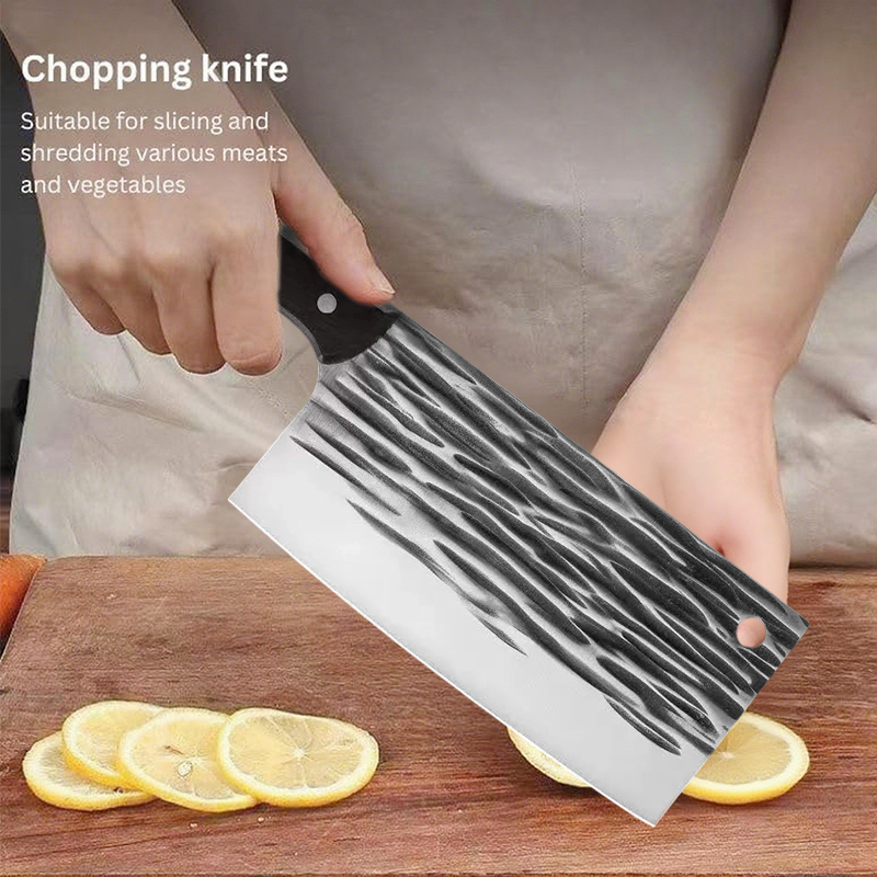 JUWIL Premium Fleischbeil aus Kohlenstoffstahl – Handgeschmiedete serbische Hacka für Küche, Grill & Outdoor