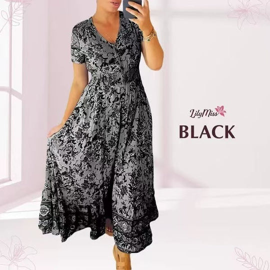 ⏳Begrenzte Zeit 50% Rabatt💥Kuscheliges Blumenkleid Mit V-Ausschnitt🌷