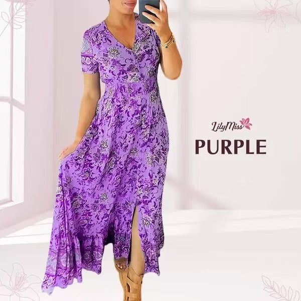 ⏳Begrenzte Zeit 50% Rabatt💥Kuscheliges Blumenkleid Mit V-Ausschnitt🌷