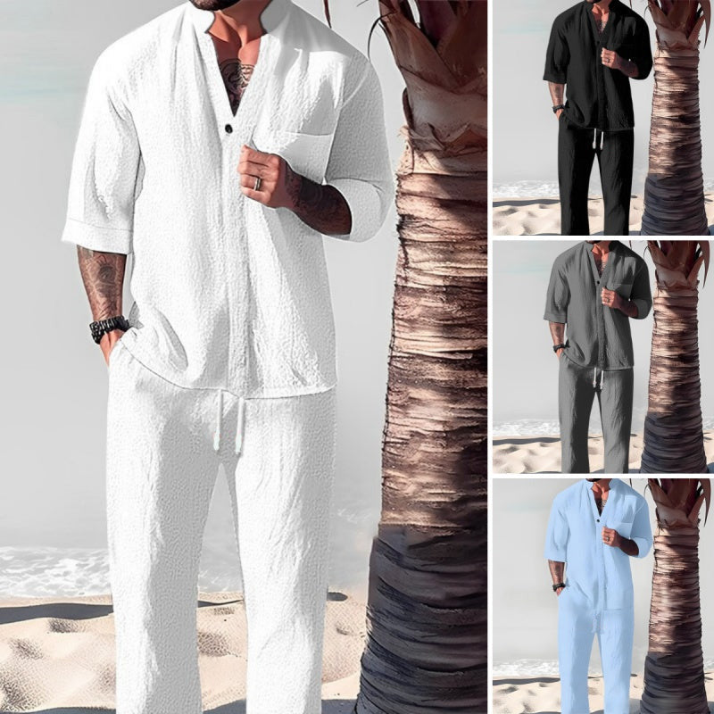 👕 Lässige Eleganz – Zweiteiliger Anzug aus Baumwolle für Herren – 50 % günstiger! 💧👖