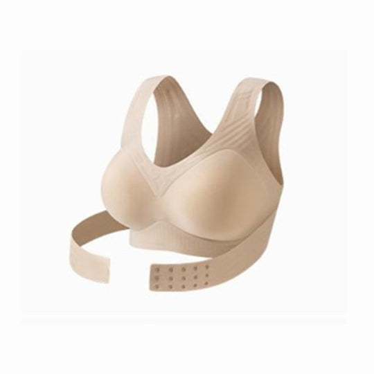 Women’s Beige Wireless Bra, Soft Breathable Non-removable Moulded Cups, Yoga Fitness Sportswear for Gym &amp; Daily Training