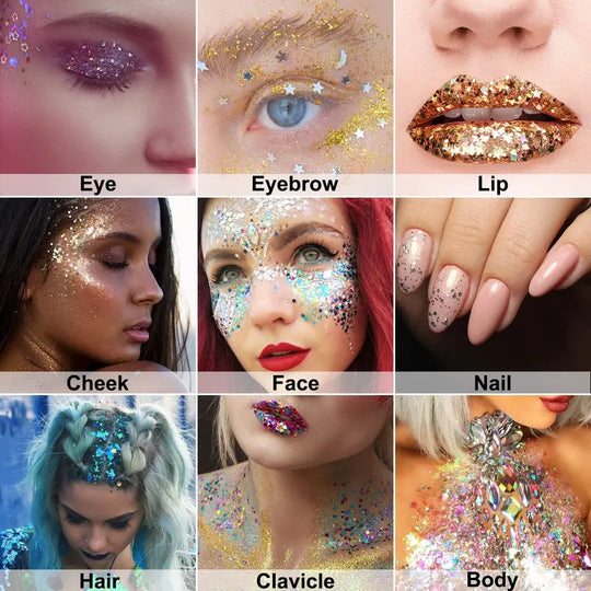 ✨ BUY 1 GET 1 FREE | 6PCS Glitter Stick Set – Face, Hair &amp; Body Shimmer for Festivals &amp; Parties