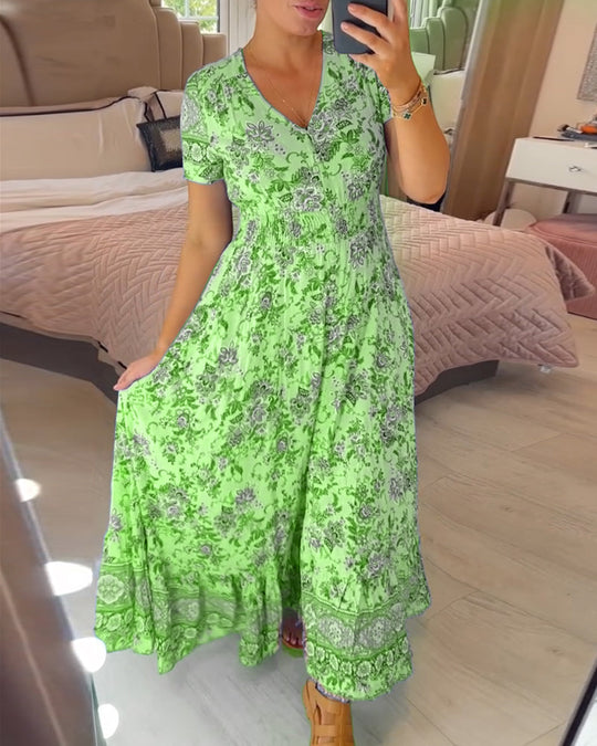 ⏳Begrenzte Zeit 50% Rabatt💥Kuscheliges Blumenkleid Mit V-Ausschnitt🌷