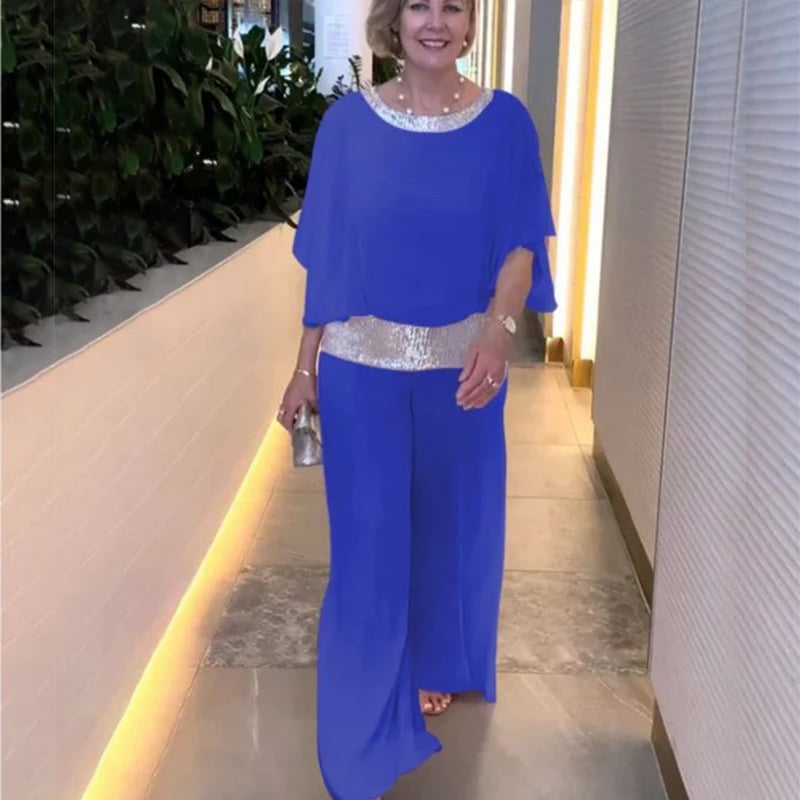 💥💥Elegantes zweiteiliges Set im Colorblock-Stil mit Pailletten