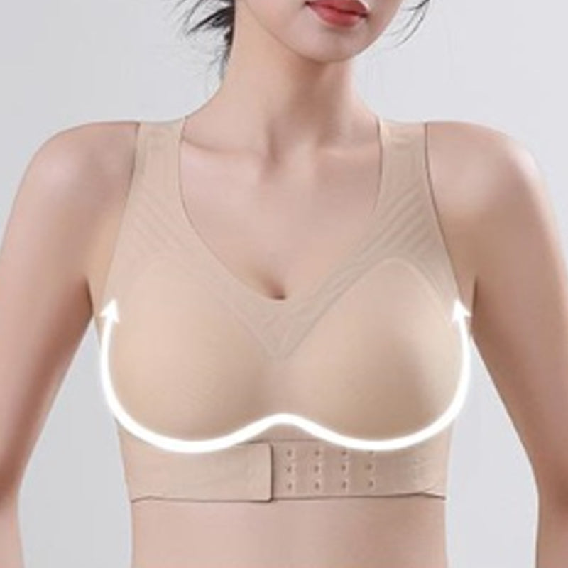 Women’s Beige Wireless Bra, Soft Breathable Non-removable Moulded Cups, Yoga Fitness Sportswear for Gym &amp; Daily Training