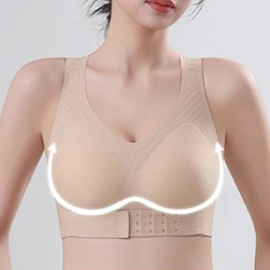 Women’s Beige Wireless Bra, Soft Breathable Non-removable Moulded Cups, Yoga Fitness Sportswear for Gym &amp; Daily Training