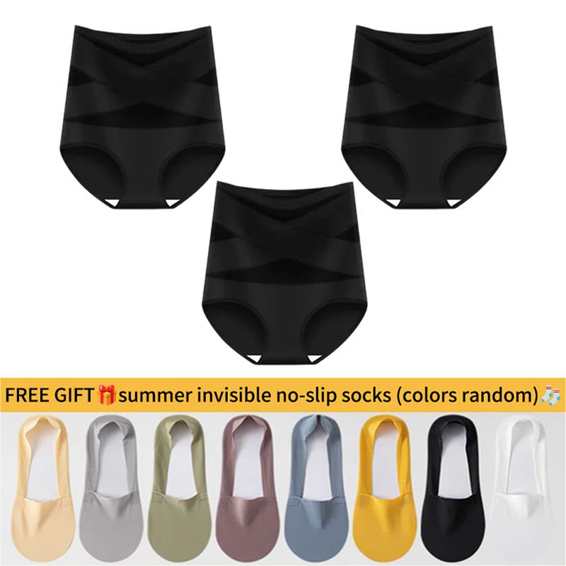 💖Last Day-Buy 1 Get 3 Packs💖Plus-Size High-Waist Cross Tummy Control Panties