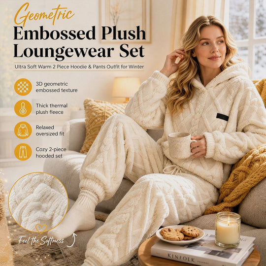 🍂 Embossed Geometric Plush Set – Timeless Comfort &amp; Effortless Style For Every Occasion