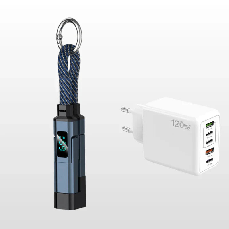 🚨 The Only Charging Cable You’ll Ever Need! 🔋4-in-1 Digital Display Keychain Charging Cable ⚡ Fast Charging, Portable &amp; Multi-Device Compatible
