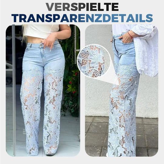 👖🌸 Gespleißte Spitzen-Jeans: Nachhaltiger Komfort &amp; eleganter Style für den Sommer! 👗💃 50% Rabatt – Jetzt zugreifen!