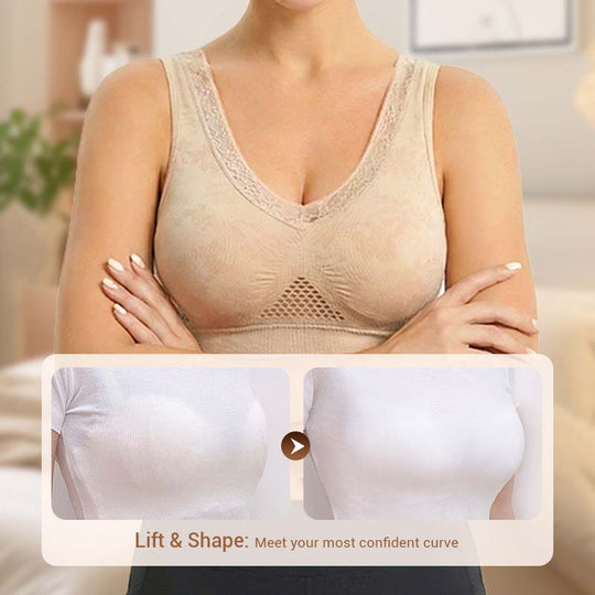 🏆 Last Day Buy One Get One Free 💐 🎁Lace Wireless Pure Cotton Buttonless Comfy Lifting Bra