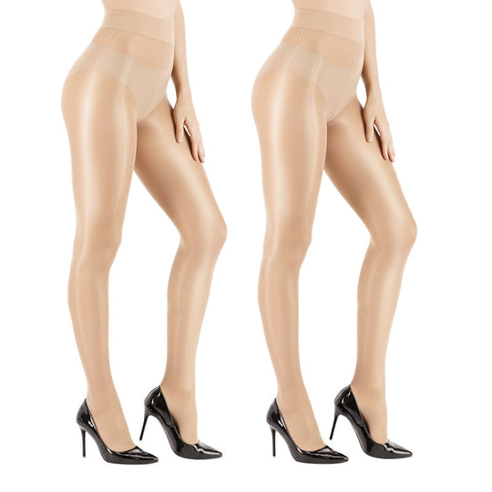 🏆 BUY 1 GET 1 FREE! 🔥 Transparent High-Waisted Shiny Sheer Tights for Women - Sheer &amp; Comfortable 👑✨