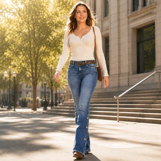 ⏰Last Day Sale 60% Off💃Women High Waisted Distressed Flare Jeans