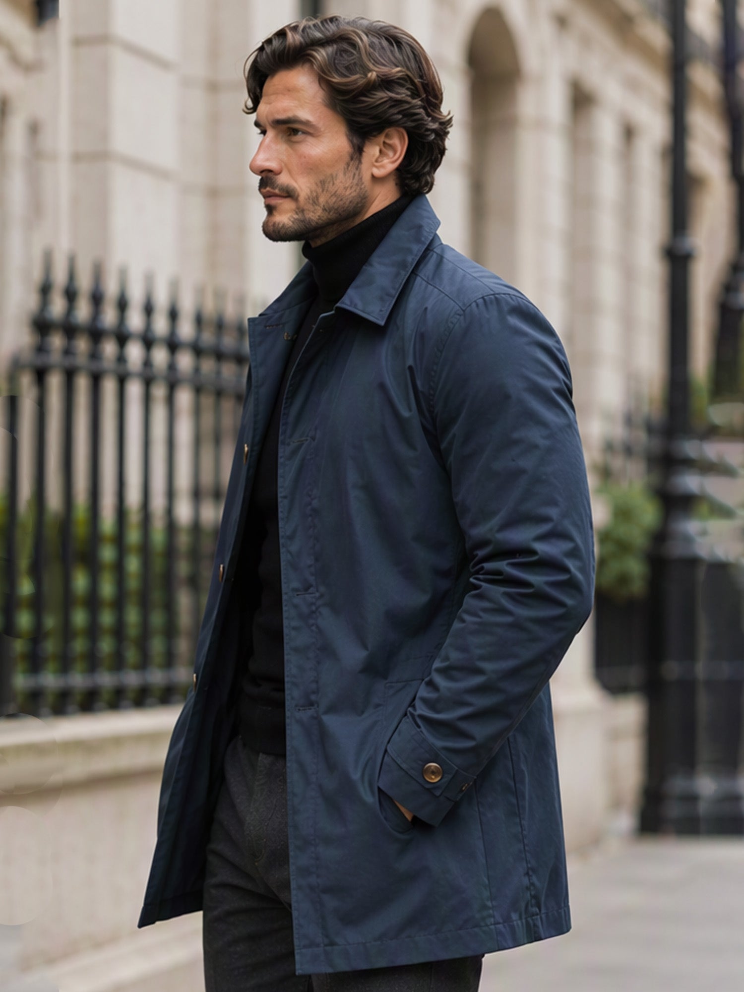 Men's Waterproof Mid-Length Trench Coat